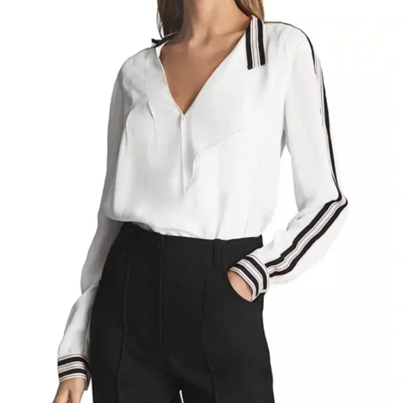Reiss Calla Color Blocked Blouse Size 2 NWT - Picture 1 of 15